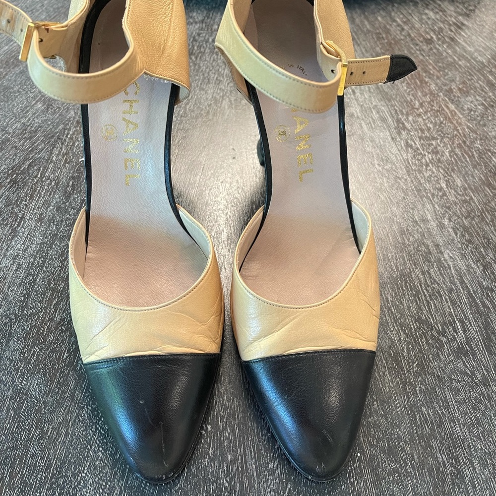 Classic Chanel strap heels.